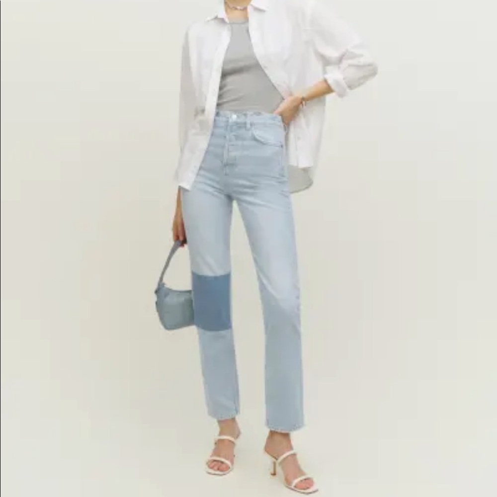 NWT Reformation Cynthia Patch High Rise Straight Jeans! Never worn!